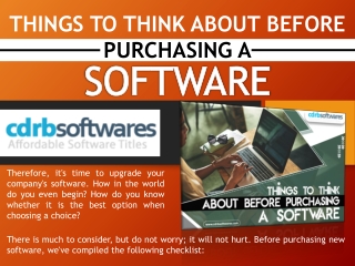 Things To Think About Before Purchasing A Software