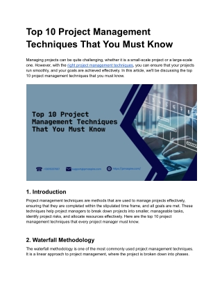 Top 10 Project Management Techniques That You Must Know