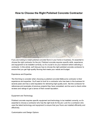 Polished Concrete Melbourne Near Me