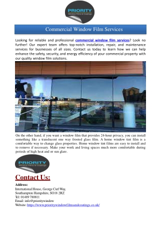 commercial window film services
