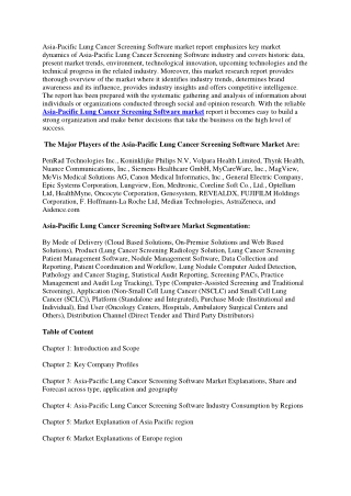 Asia-Pacific Lung Cancer Screening Software Market