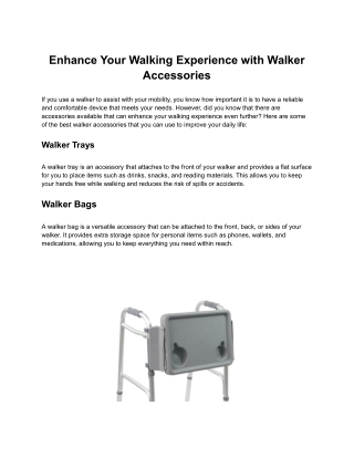 Enhance Your Walking Experience with Walker Accessories