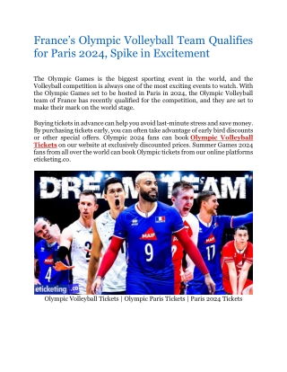 France's Olympic Volleyball Team Qualifies for Paris 2024, Spike in Excitement