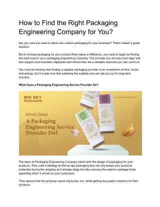 How to Find the Right Packaging Engineering Company for You