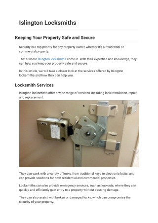 Islington Locksmiths