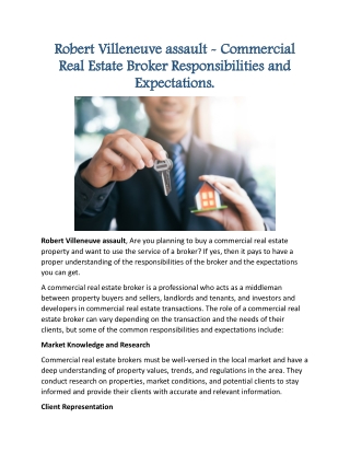 Commercial Real Estate Broker Responsibilities and Expectations.