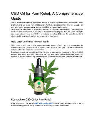 CBD Oil for Pain Relief_ A Comprehensive Guide