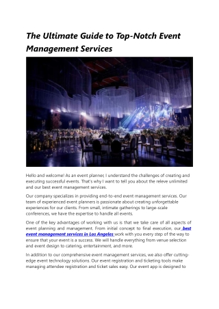 The Ultimate Guide to Top-Notch Event Management Services