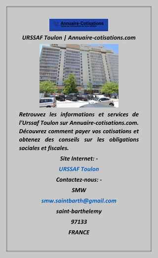 URSSAF Toulon  Annuaire-cotisations