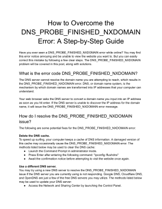 How to Overcome the DNS_PROBE_FINISHED_NXDOMAIN Error_ A Step-by-Step Guide