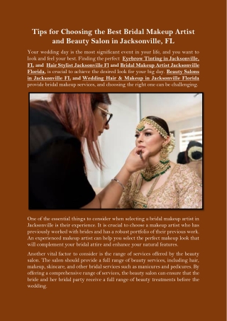 Tips for Choosing the Best Bridal Makeup Artist and Beauty Salon in Jacksonville, FL