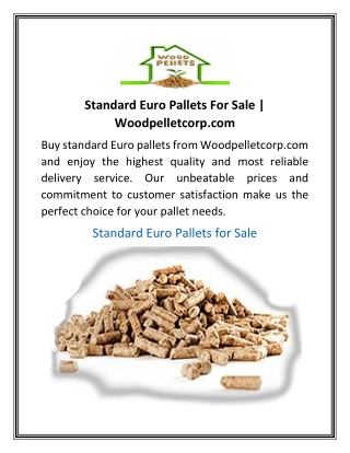 Standard Euro Pallets For Sale Woodpelletcorp.com