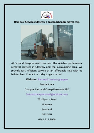 Removal Services Glasgow  Fastandcheapremoval