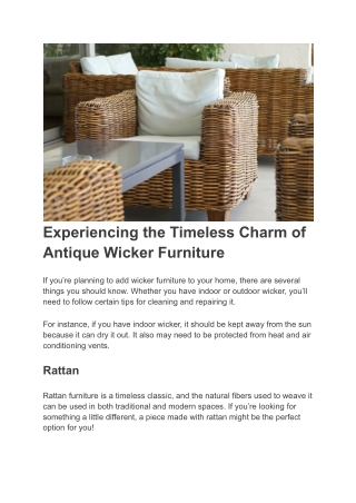 Experiencing the Timeless Charm of Antique Wicker Furniture