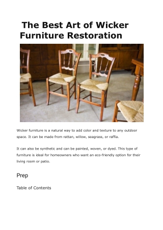 The Best Art of Wicker Furniture Restoration