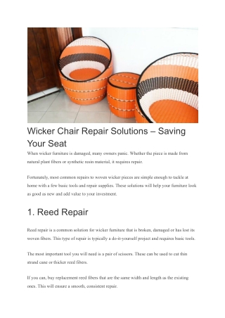 Wicker Chair Repair Solutions – Saving Your Seat