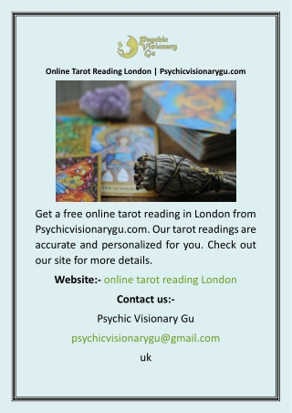 Online Tarot Reading London  Psychicvisionarygu