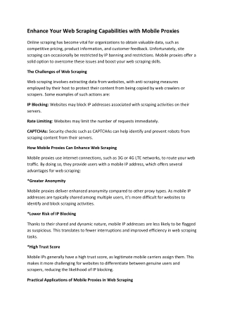 Enhance Your Web Scraping Capabilities with Mobile Proxies