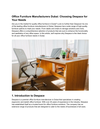 Office Furniture Manufacturers Dubai_ Choosing Despace for Your Needs