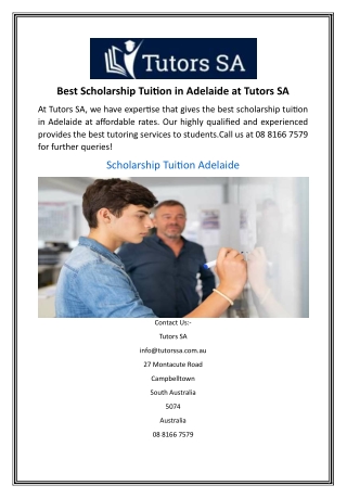 Best Scholarship Tuition in Adelaide at Tutors SA