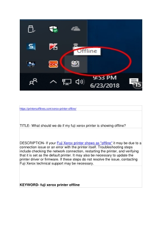 What should we do if my fuji xerox printer is showing offline?
