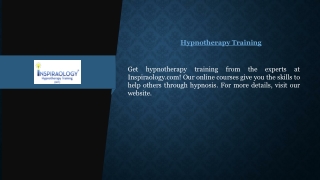 Hypnotherapy Training  Inspiraology