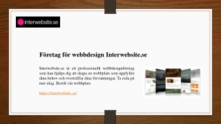 Företag för webbdesign Interwebsite.se