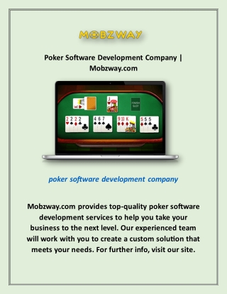 Poker Software Development Company | Mobzway.com