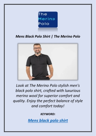 Mens Black Polo Shirt | The Merino Polo
