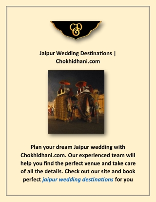 Jaipur Wedding Destinations | Chokhidhani.com