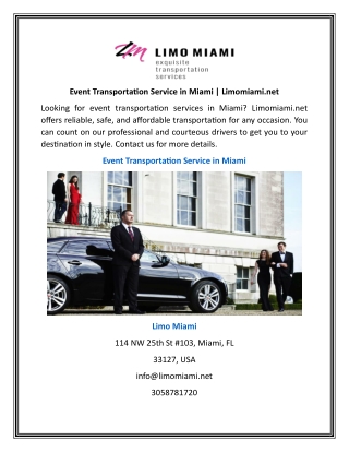 Event Transportation Service in Miami  Limomiami.net