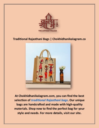 Traditional Rajasthani Bags | Chokhidhanikalagram.com