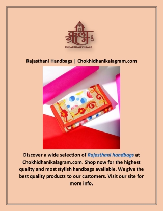 Rajasthani Handbags | Chokhidhanikalagram.com