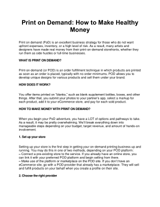 Print on Demand: How to Make Healthy Money