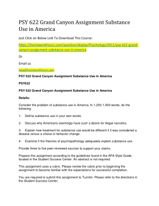 PSY 622 Grand Canyon Assignment Substance Use in America