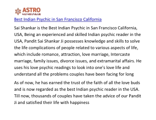 Best Indian Psychic in San Francisco California