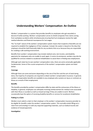 Understanding Workers' Compensation: An Outline