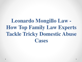 Leonardo Mongillo Law - How Top Family Law Experts Tackle Tricky Domestic Abuse Cases