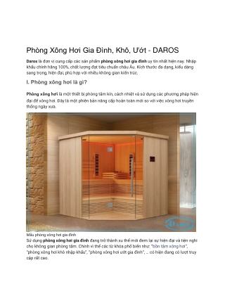 Phòng Xông Hơi Gia Đình, Khô, Ướt - DAROS