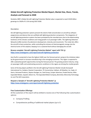 Global Aircraft Lightning Protection Market Report, Market Size, Share, Trends