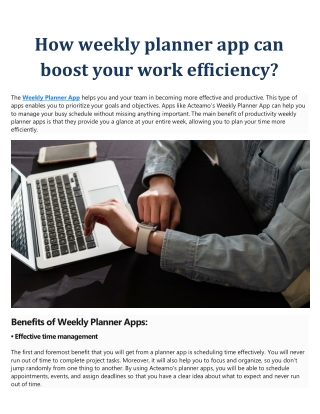 How weekly planner app can boost your work efficiency?
