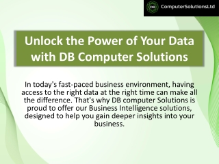 Unlock the Power of Your Data with DB Computer Solutions