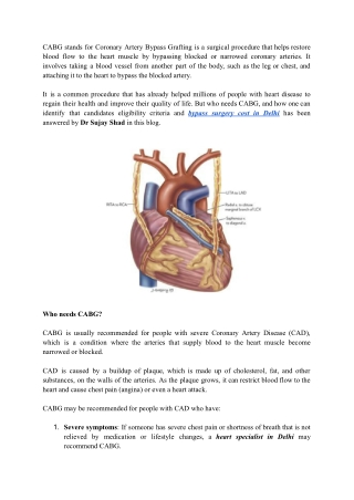 Coronary Artery Bypass Grafting - Who Needs It?