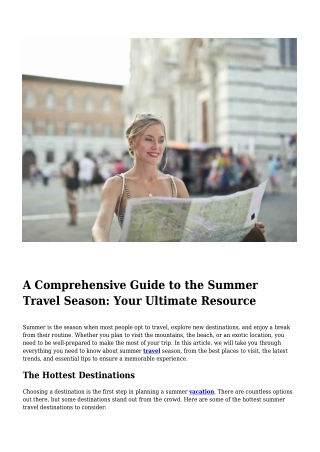 A Comprehensive Guide to the Summer Travel Season- Your Ultimate Resource