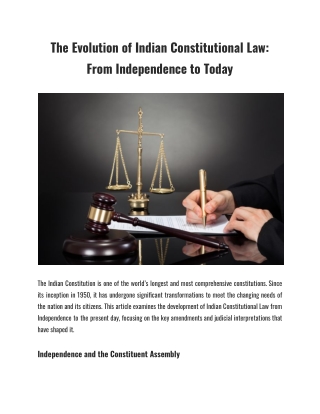 The Evolution of Indian Constitutional Law_ From Independence to Today