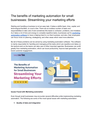 The benefits of marketing automation for small businesses_ Streamlining your marketing efforts