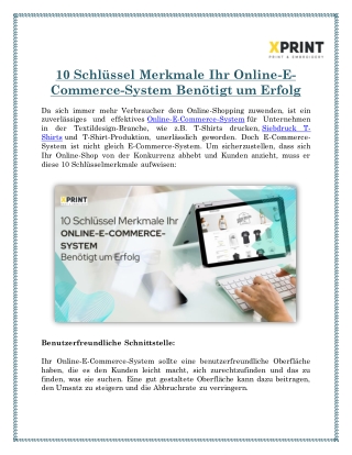 10 Schlüssel Merkmale Ihr Online-E-Commerce-System Benötigt um Erfolg