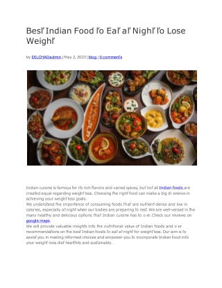 Best Indian Food to Eat at Night to Lose Weight