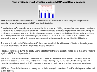 New antibiotic most effective against MRSA