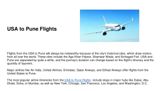 USA to Pune Flights